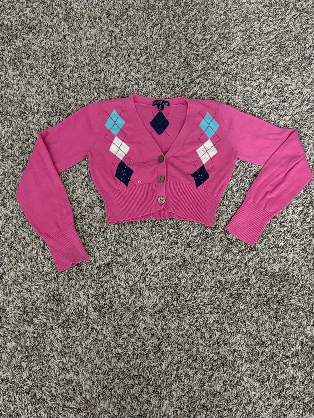 GAP GIRL's Argyle Short Cardigan Pink Sweater